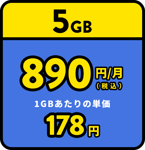 5GB 890円/月（税込）
